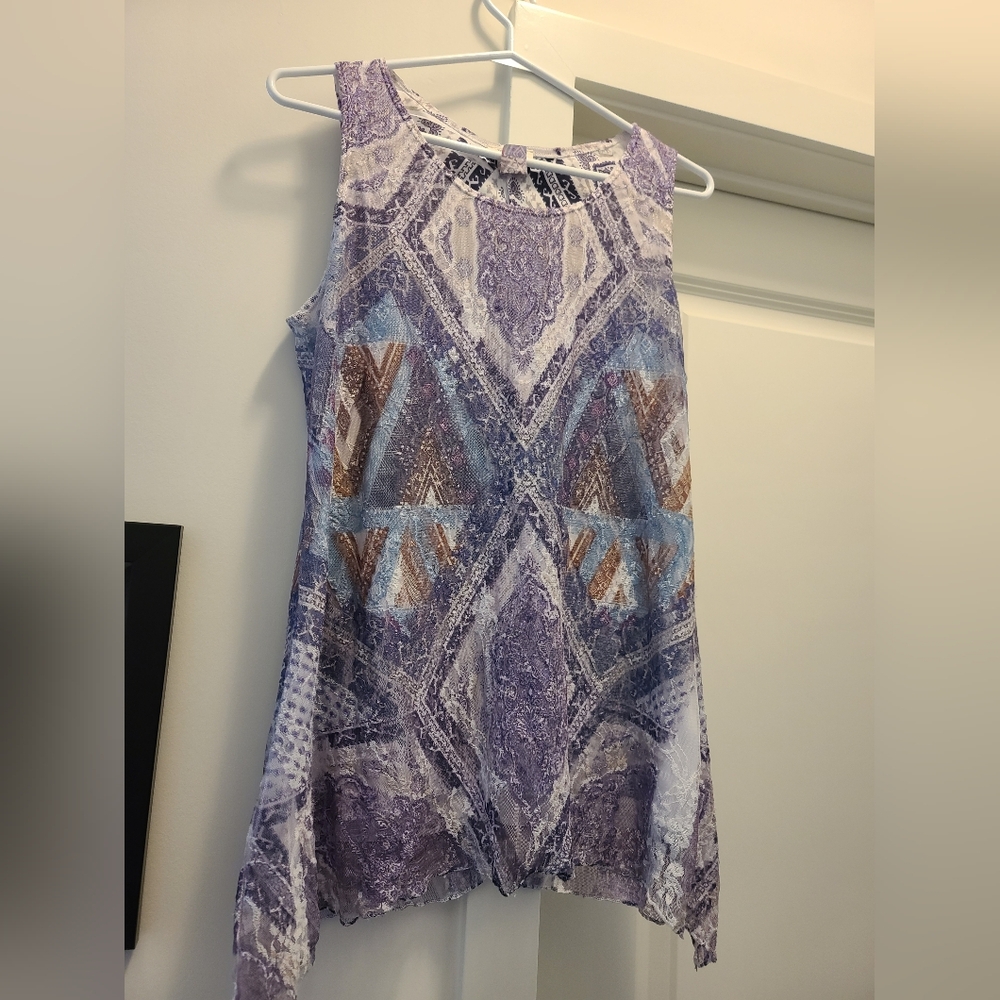 Purple and Blue Lace Tank Top